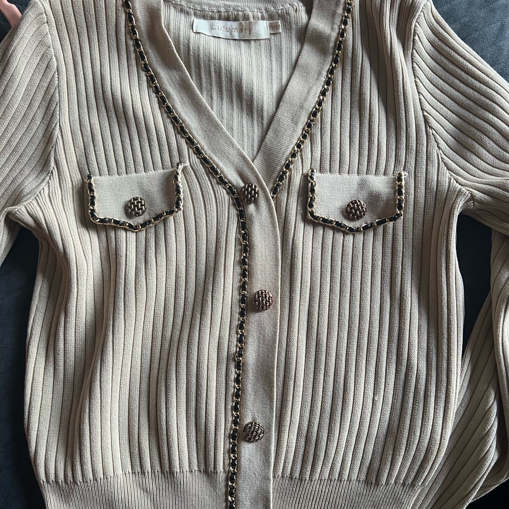 Elegant Cream Cardigan Sweater